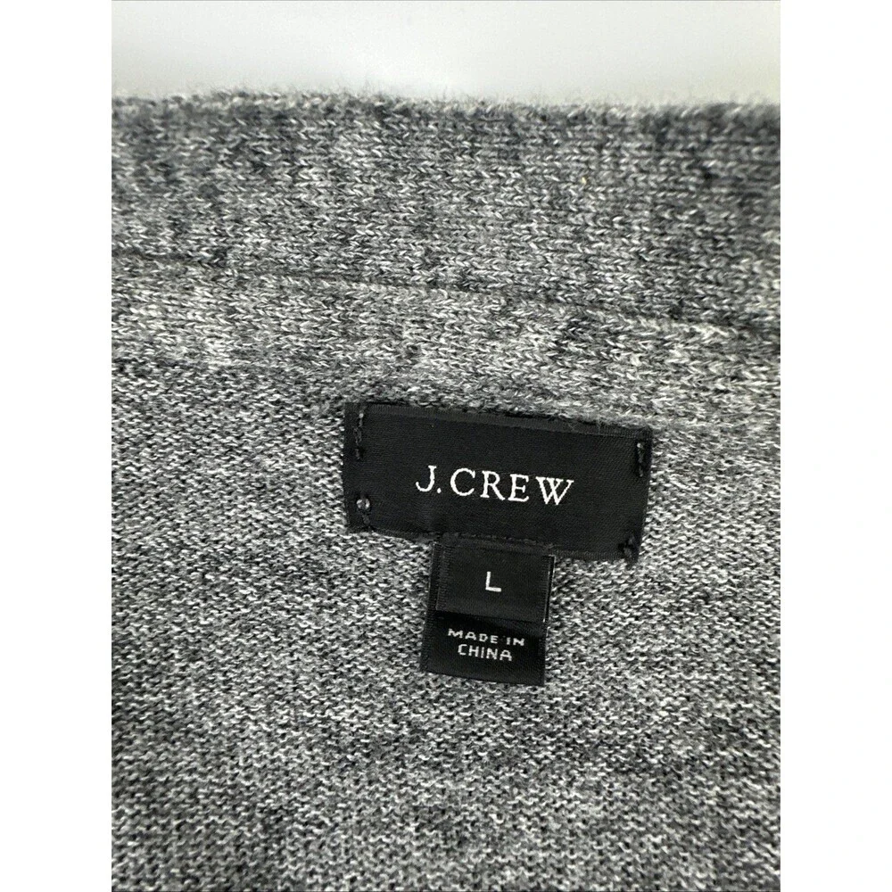 J Crew Boyfriend Cardigan Sweater Lightweight Gray Button V-Neck Patch Pockets L